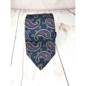 Rare All Silk Hathaway U.S.A Made Imported Fabric Purple Blue Paisley Tie